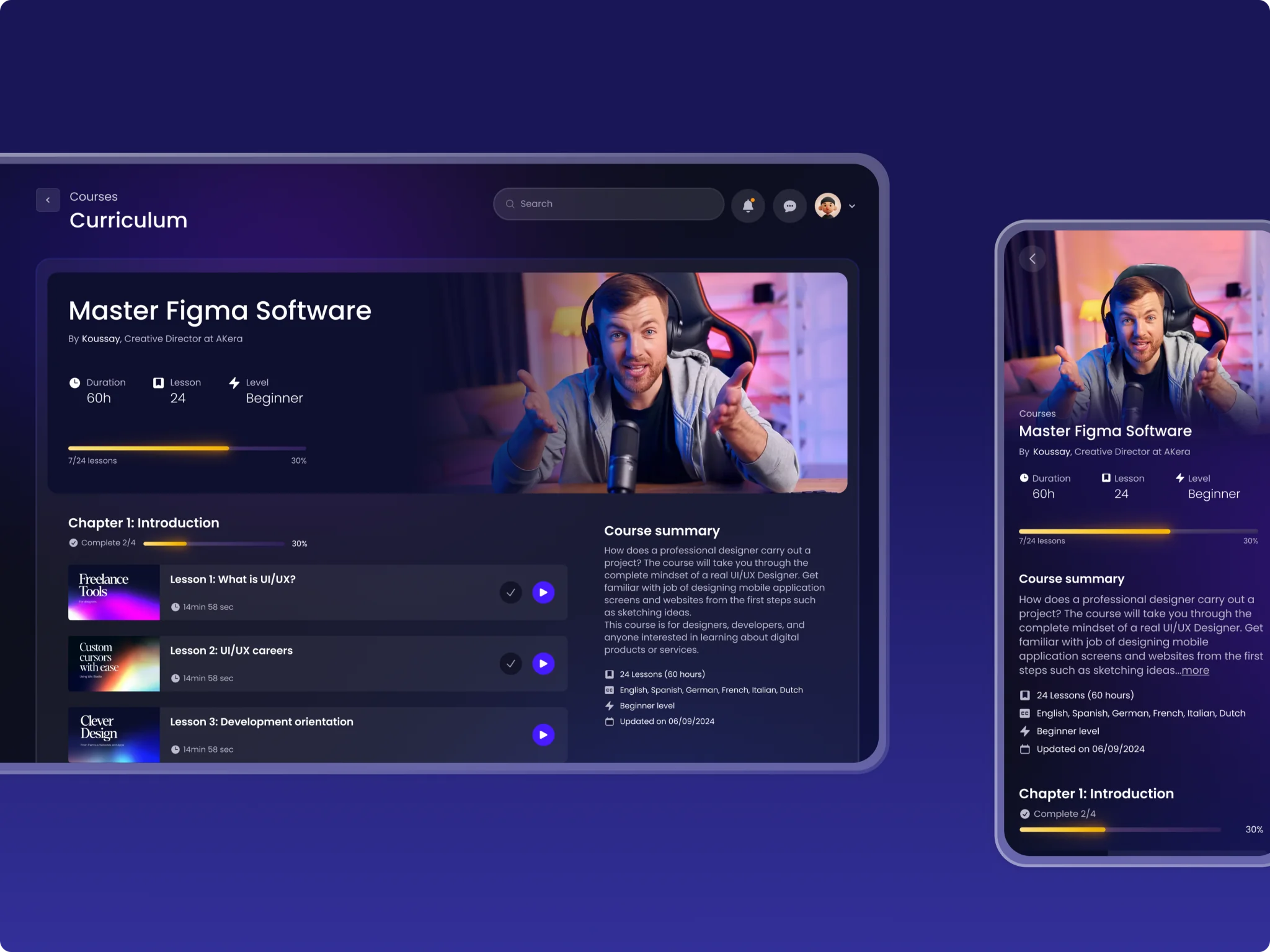 Freelance Academy — course playback