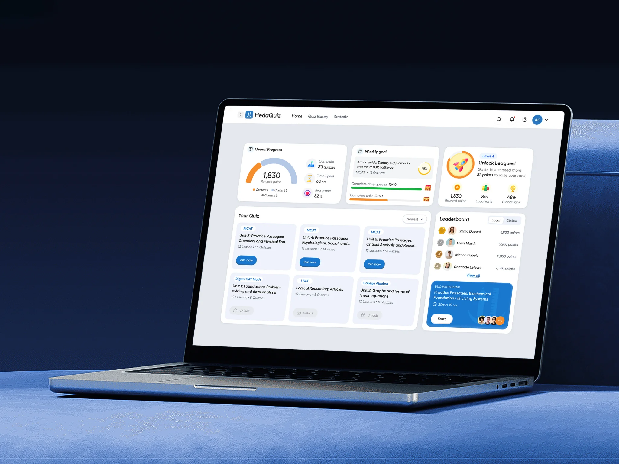 Hedacademy — desktop learning surface